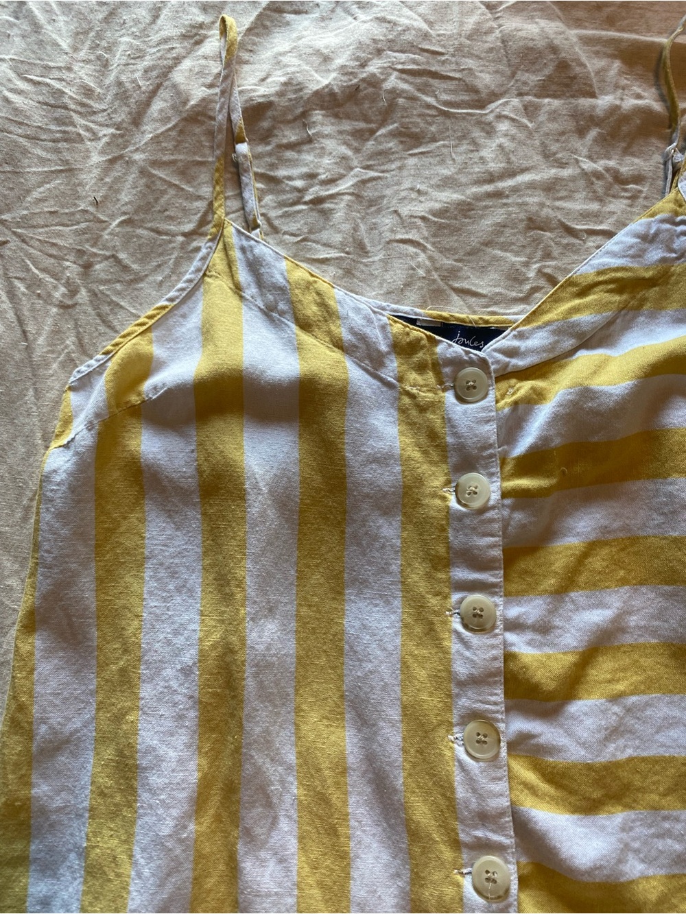 Yellow & White Striped Button-Front Tank Top